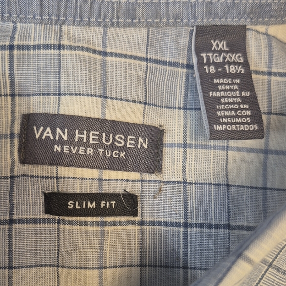 Van Heusen XXL Short Sleeve Blue and White Casual Button Down Shirt - Picture 2 of 13